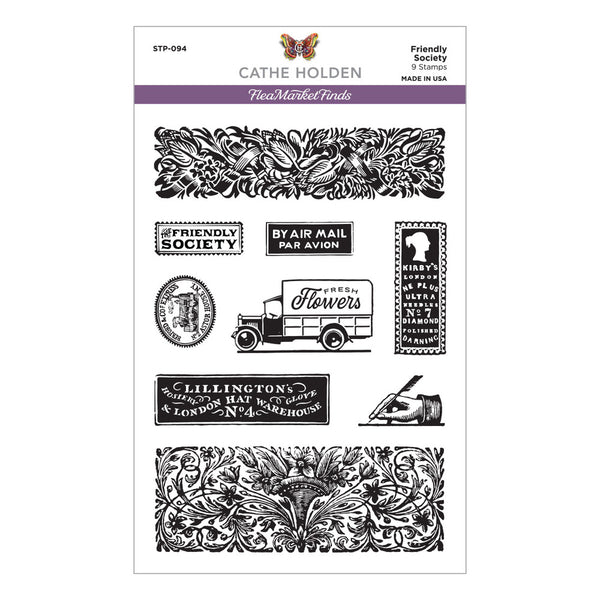 Spellbinders Clear Stamps, Flea Market Finds Collection by Cathe Holden, Friendly Society