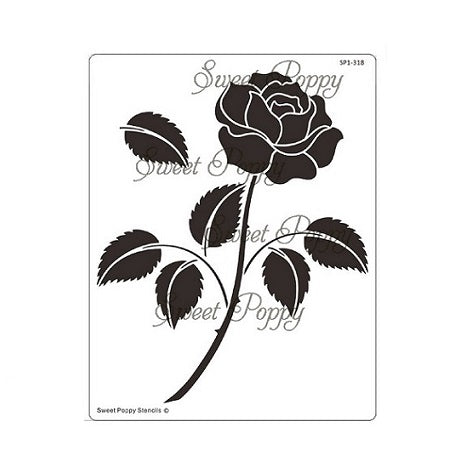 Sweet Poppy Stencil, Single Rose, Stainless Steel