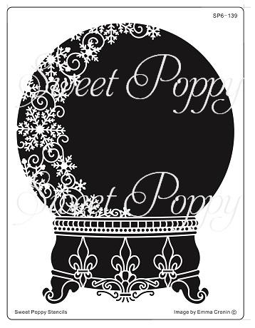 Sweet Poppy Stencil, Ornate Snow Globe, Stainless Steel