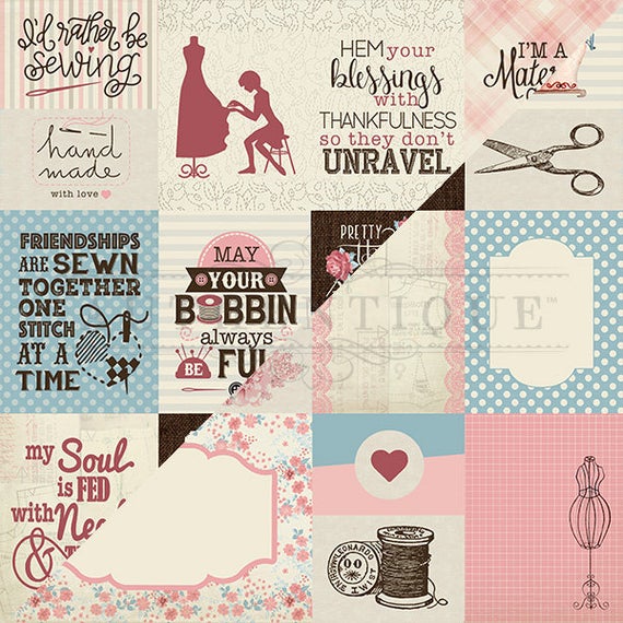 Authentique, Stitiches Collection, 12"x12" Cardstock, Stitches Eight