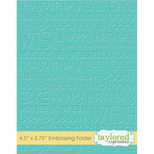 Taylored Expressions, Embossing Folder 4.5"X5.75" Graphic Impressions, Birthday