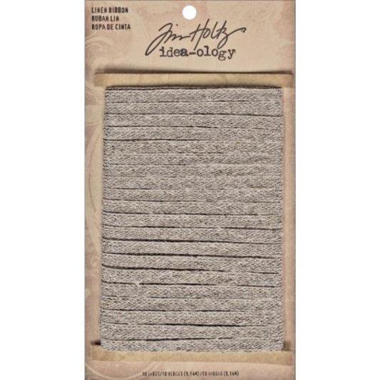 Tim Holtz Idea-Ology, Trimmings, Linen Ribbon, 10 yards, Tan in Color