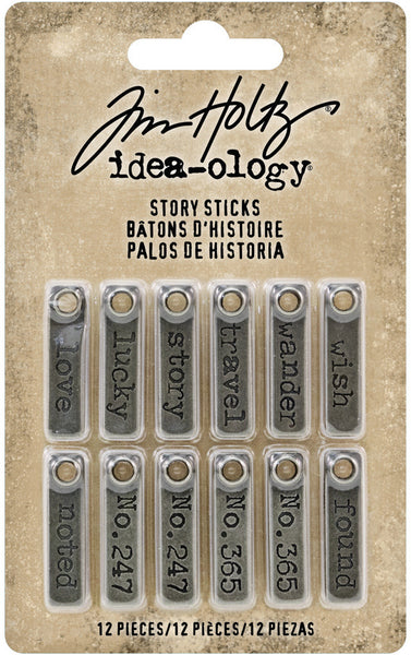 Tim Holtz Idea-Ology Metal Story Sticks .25"X1" 12/Pkg