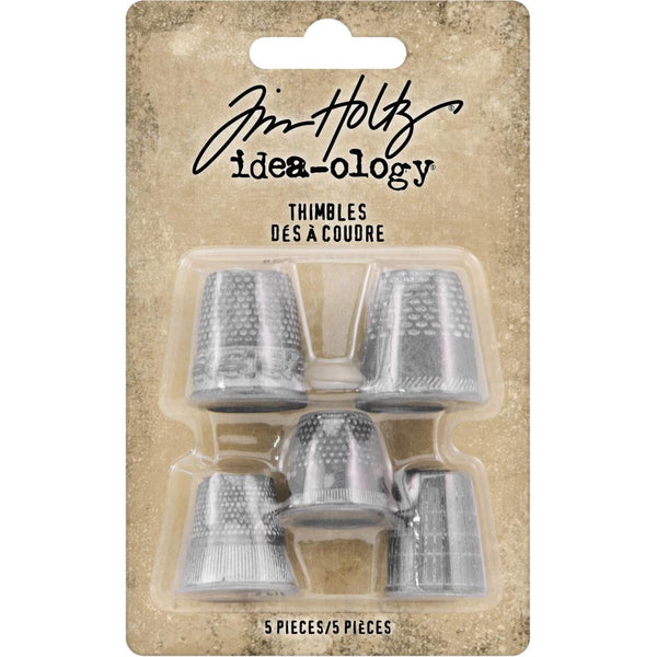 Tim Holtz, Idea-Ology Metal Thimbles 5/Pkg, Mixed Sizes