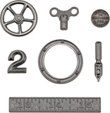 Tim Holtz Idea-Ology Metal Odds & Ends 7/Pkg, Antique Nickel (TH94143)
