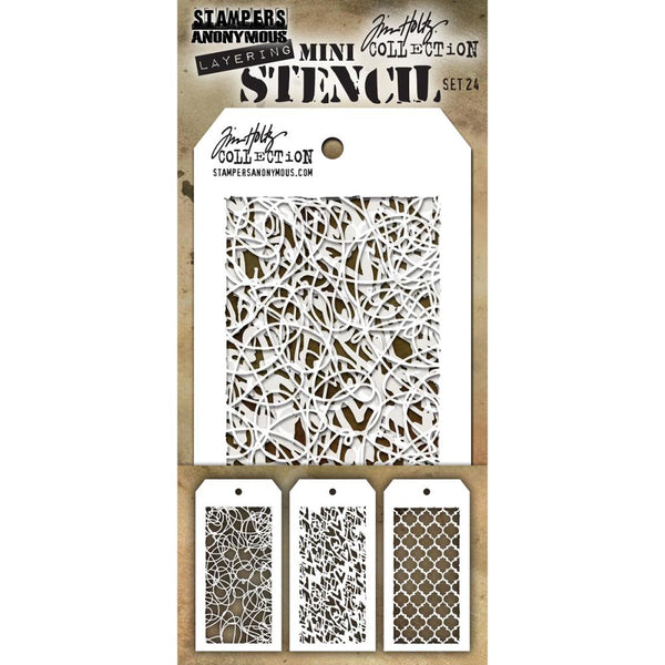 Tim Holtz Mini Layered Stencil Set 3/Pkg, Set #24