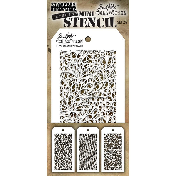 Tim Holtz Mini Layered Stencil Set 3/Pkg, Set 26