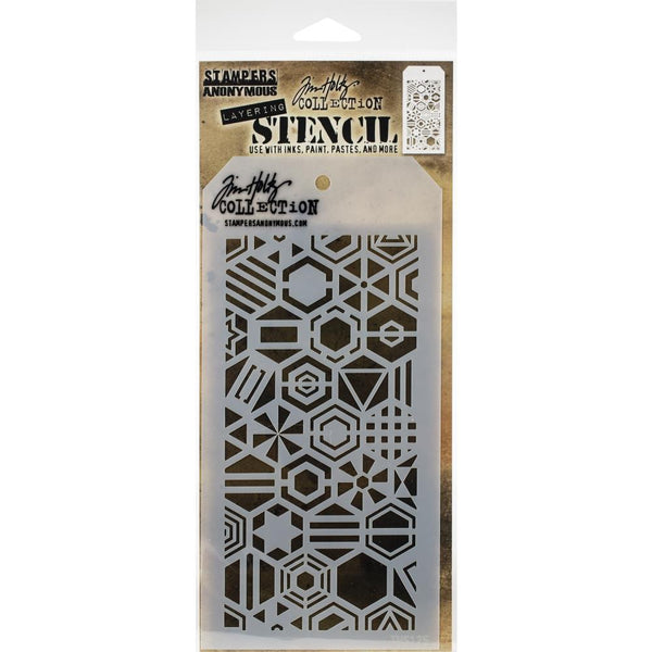 Tim Holtz Layered Stencil, 4/125"x8.5", Patchwork Hex