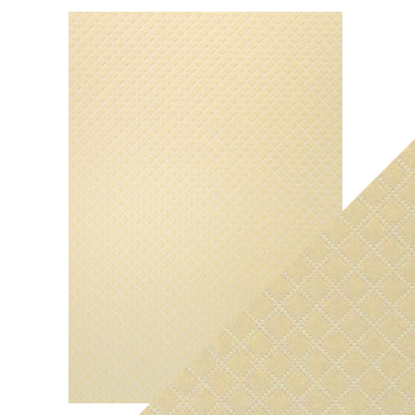 Tonic Studios, A4 Luxury Embossed Cardstock, Champagne Harkequin