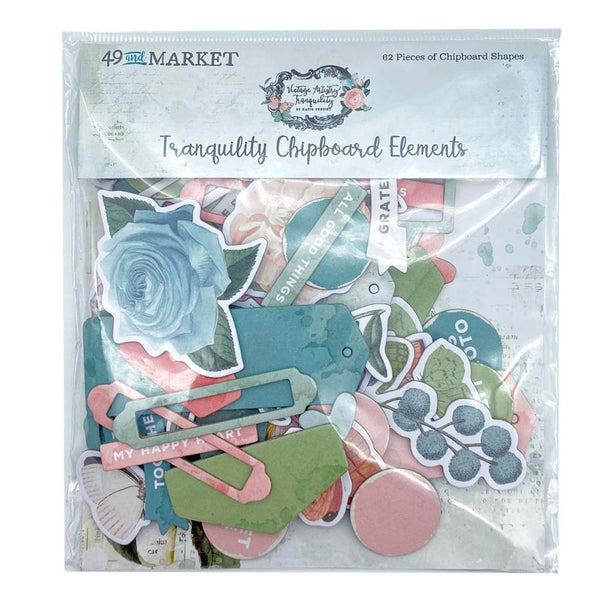 49 And Market, Vintage Artistry Tranquility Chipboard Set