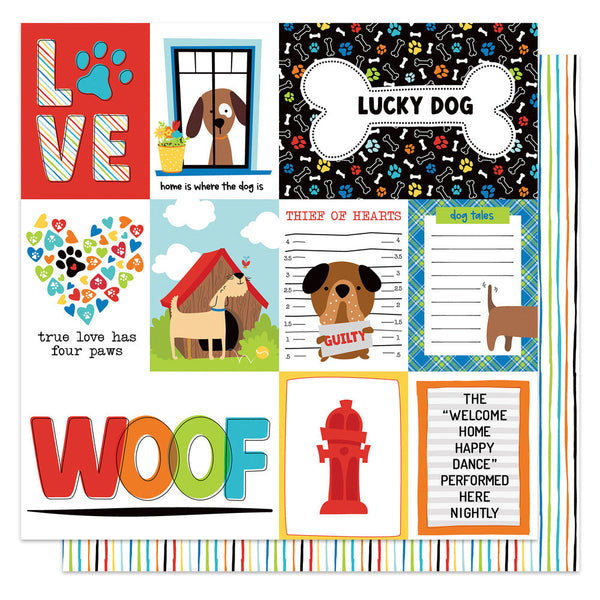 PhotoPlay, Bow Wow Collection, Double-Sided Cardstock 12"X12", Lucky Dog