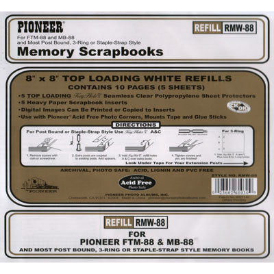 Pioneer Memory Scrapbooks White 8" x 8" Refill Sheets - Scrapbooking Fairies