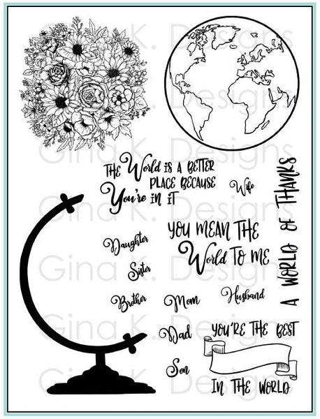 Gina K. Designs, Clear Stamps by Hannah Schroepfer, Wonderful World Stamp Set