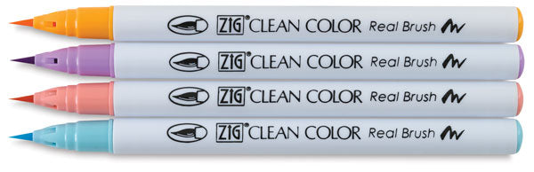 Kuretake - ZIG , Clean Color Real Brush Markers, 4/Pkg - Pale - Scrapbooking Fairies