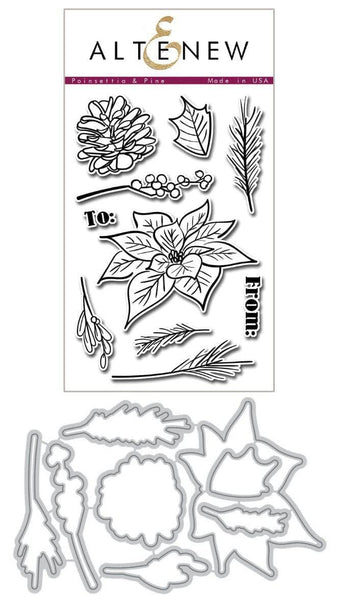 Altenew, Poinsettia & Pine Stamp & Die Bundle