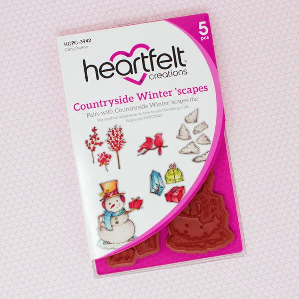 Heartfelt Creations, Countryside Cottage Collection, Cling Rubber Stamps & Dies Set Combo, Countryside Winter 'scapes