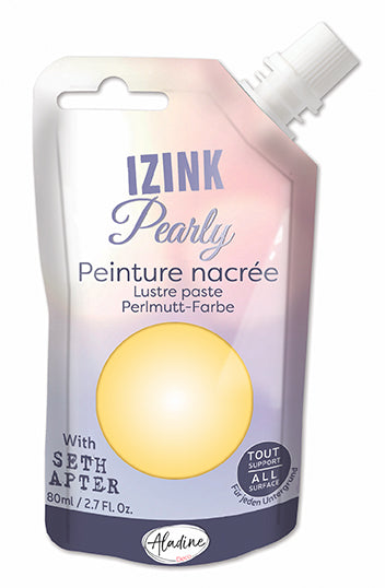 Aladine IZINK Pearly Lustre Paste by Seth Apter, Butter Haze (Jaune Pastel), 80ml