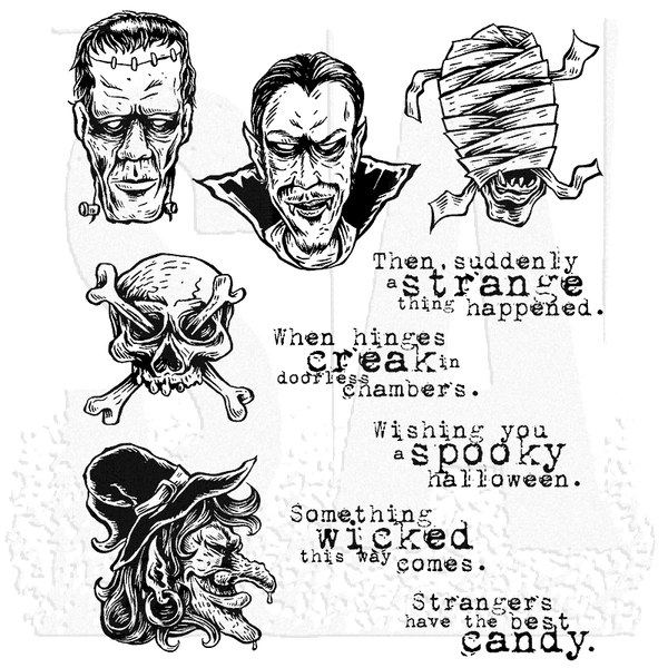 Tim Holtz Cling Stamps 7"X8.5", Monstrous (CMS307)
