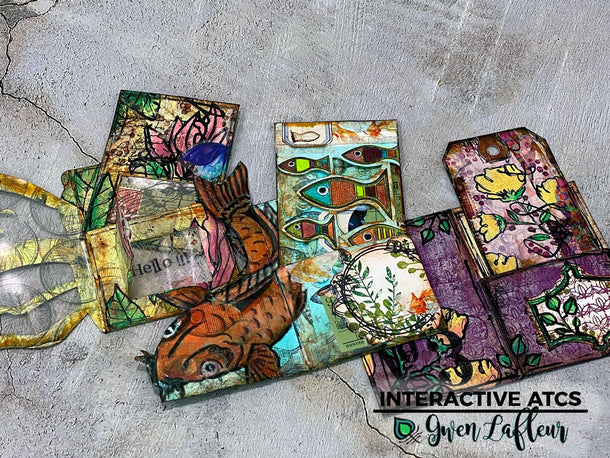 Upcoming Workshop - Gwen Lafleur, Interactive ATCs. FB Online Mixed Media Workshop
