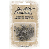 Tim Holtz Idea-Ology Metal Adornments .5" To .625" 8/Pkg, Antique Nickel Snowflakes