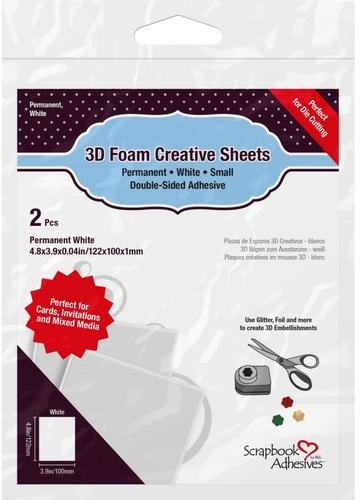 3L Adhesive, Scrapbook Adhesives 3D Foam Creative Sheets 2/Pkg, Thin White (01228)
