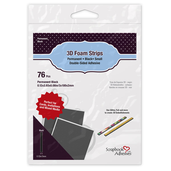 3L Scrapbook Adhesive, 3D Foam Strips, Black 2mm (#01408)