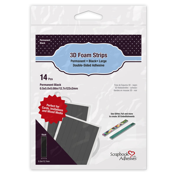 3L Adhesive, Scrapbook Adhesives, 3D Foam Strips Large Black (#01409)
