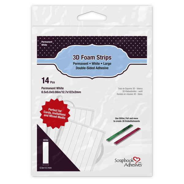 3L Adhesive, Scrapbook Adhesives, 3D Foam Strips Large White (01416)