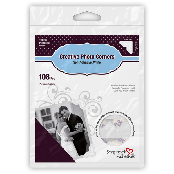 3L Adhesives, Scrapbook Adhesives, Creative Photo Corners, White (#01628)