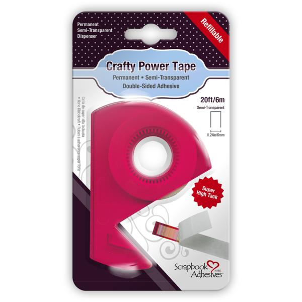 3L Adhesive, Scrapbook Adhesives Crafty Power Tape Dispenser, 20’ (01637)