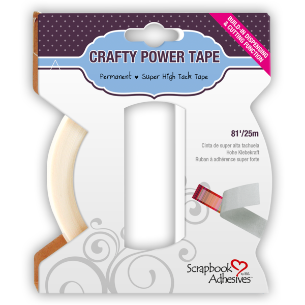 3L Adhesive, Scrapbook Adhesives Crafty Power Tape W/Dispenser, 0.25"X81' (01638)