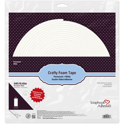 Scrapbook Adhesives Crafty Foam Tape Roll, White, 0.39"X54FT