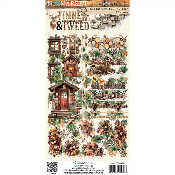 49 And Market, Laser Cut Floral Set 6"X12", Timber & Tweed (DTT-34776)