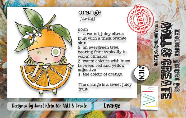 AALL & Create, #1024, Orange, A7 Photopolymer Clear Stamp Set by Janet Klein