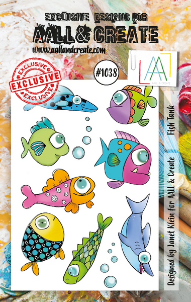 AALL & Create, #1038, Fish Tank, A6 Photopolymer Clear Stamp Set by Janet Klein