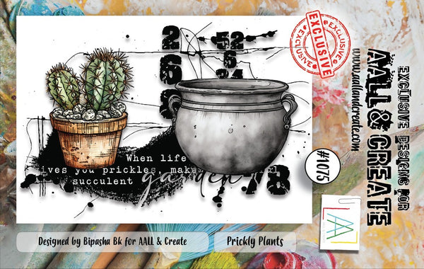 AALL And Create, #1075, A7 Photopolymer Clear Stamp Set by Bipasha Bk, Prickly Plants
