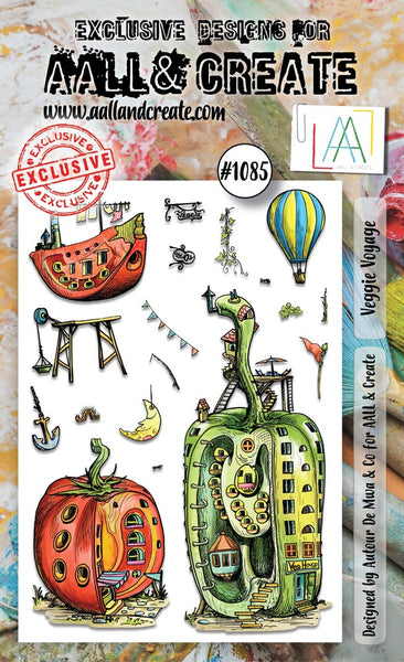 AALL And Create, #1085, A6 Photopolymer Clear Stamp Set by Autour De Mwa, Veggie Voyage