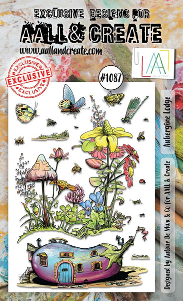 AALL And Create, #1087, A6 Photopolymer Clear Stamp Set by Autour De Mwa, Aubergine Lodge