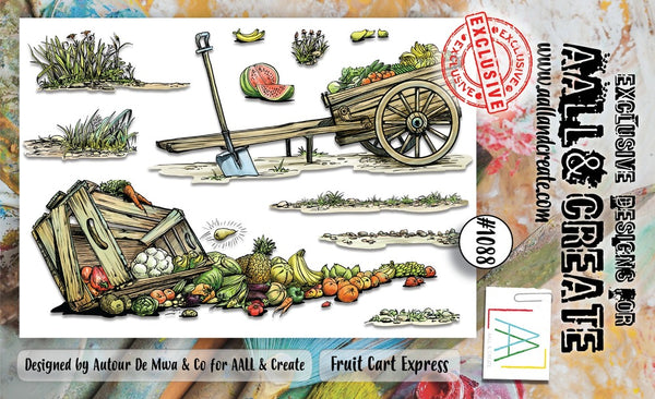 AALL & Create, #1088, Fruit Cart Express, A6 Photopolymer Clear Stamp Set by Autour De Mwa
