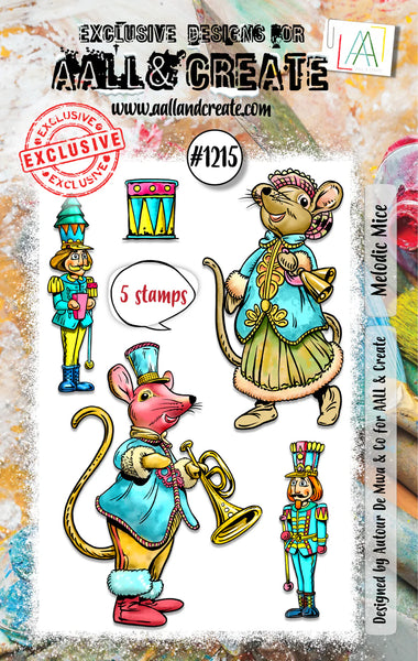 AALL & Create, #1215, Melodic Mice, A7 Clear Stamp, Designed by Autour De Mwa
