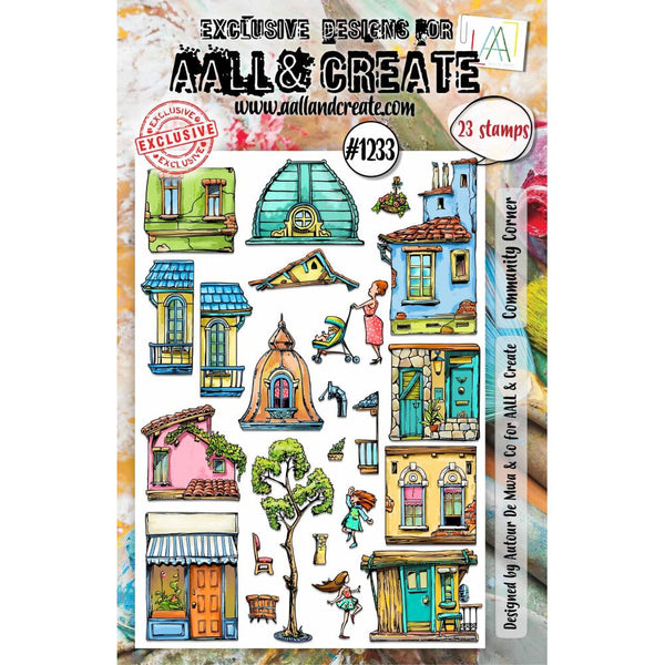 AALL & Create, #1233, Community Corner, A5 Clear Stamp Set by Autour De Mwa & Co.