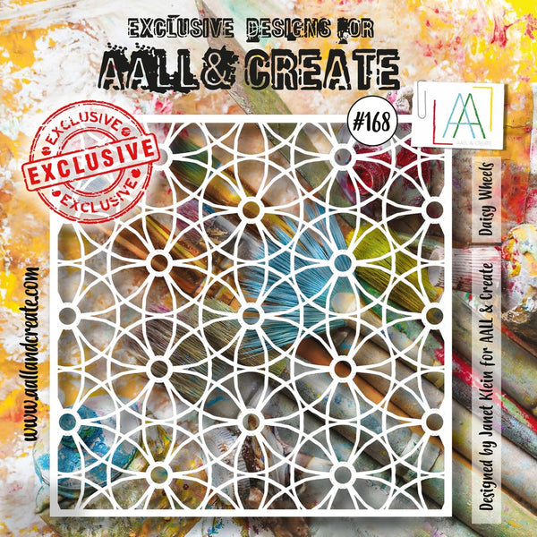 AALL & Create, 6"x6" Stencil, #168, Daisy Wheels, Designed by Janet Klein