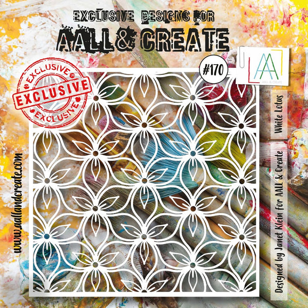 AALL & Create, 6"x6" Stencil, #170, White Lotus, Designed by Janet Klein
