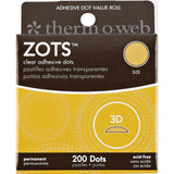 Thermoweb Zots Clear Adhesive Dots, 3D 1/2"X1/8" Thick, 200/Pkg