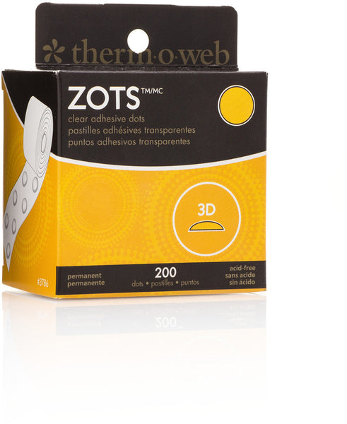 Thermoweb Zots Clear Adhesive Dots, 3D 1/2"X1/8" Thick, 200/Pkg