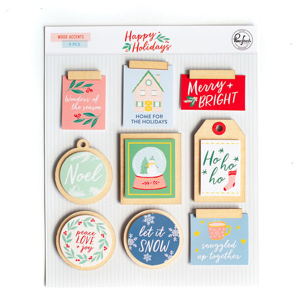PinkFresh Studio, Happy Holidays Collection, Christmas, Wood Accent Stickers