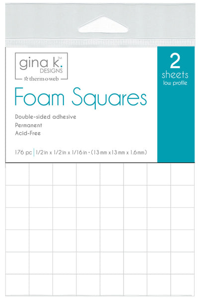 Gina K. Designs, Adhesive Foam Squares, 1/16" x 1/2", White (2 Sheets) (#18198)