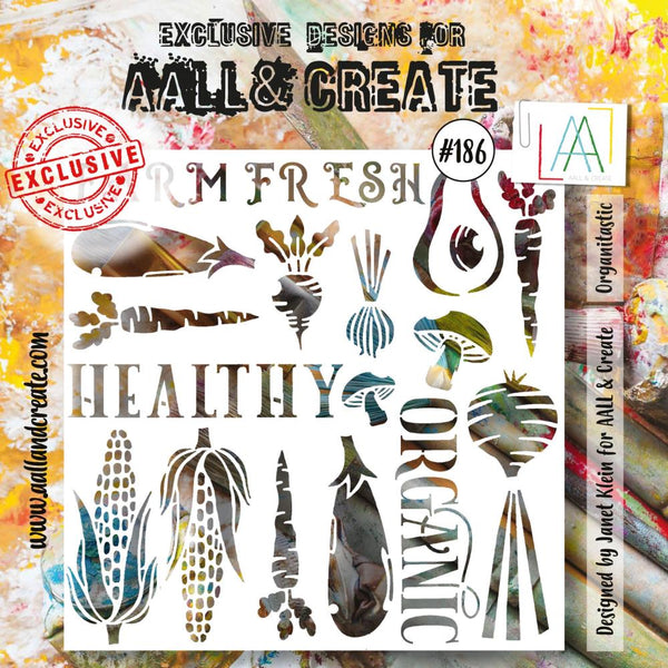 AALL And Create, #186, 6"X6" Stencil by Janet Klein, Organitastic