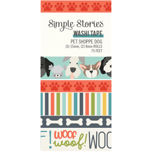 Simple Storeis, Pet Shoppe Dog, Washi Tape 5/Pkg