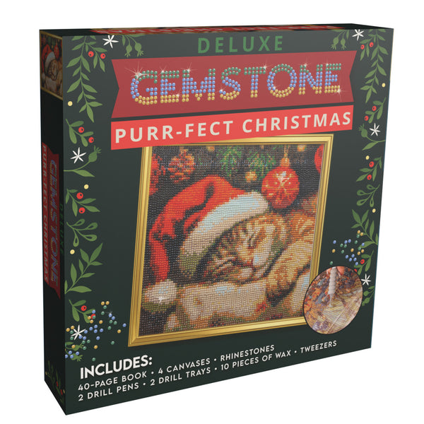 Deluxe Gemstone Diamond Painting Kit, Purr-fect Christmas (19338)